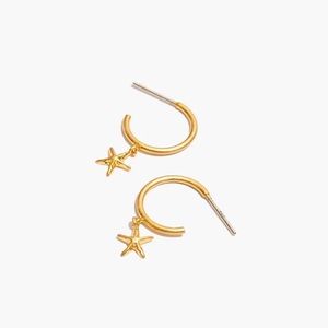 NWT Madewell Sea Star Gold Hoop Dangle Earrings